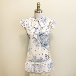 Floral Bow Tie Blouse